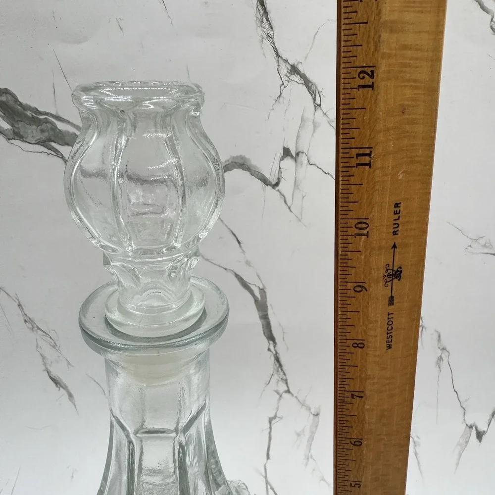 Vintage Anchor Hocking Wexford Clear Glass Decanter w Stopper MCM Barware